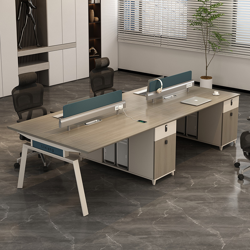 スタッフデスク 4人用スタッフデスク オフィス家具 シンプルモダン 4人用コンピューターデスクと椅子の組み合わせ|undefined