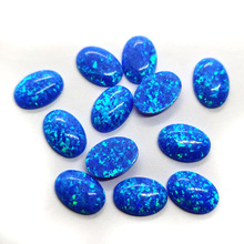 平底素面蛋形蓝色澳宝Op05欧泊戒面裸石 合成火彩蛋白石opal宝石