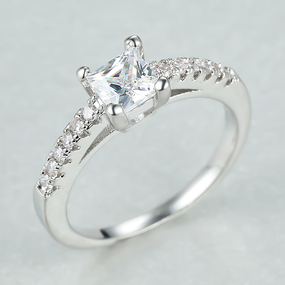 Simple Style Geometric Copper Inlay Zircon Rings 1 Piece