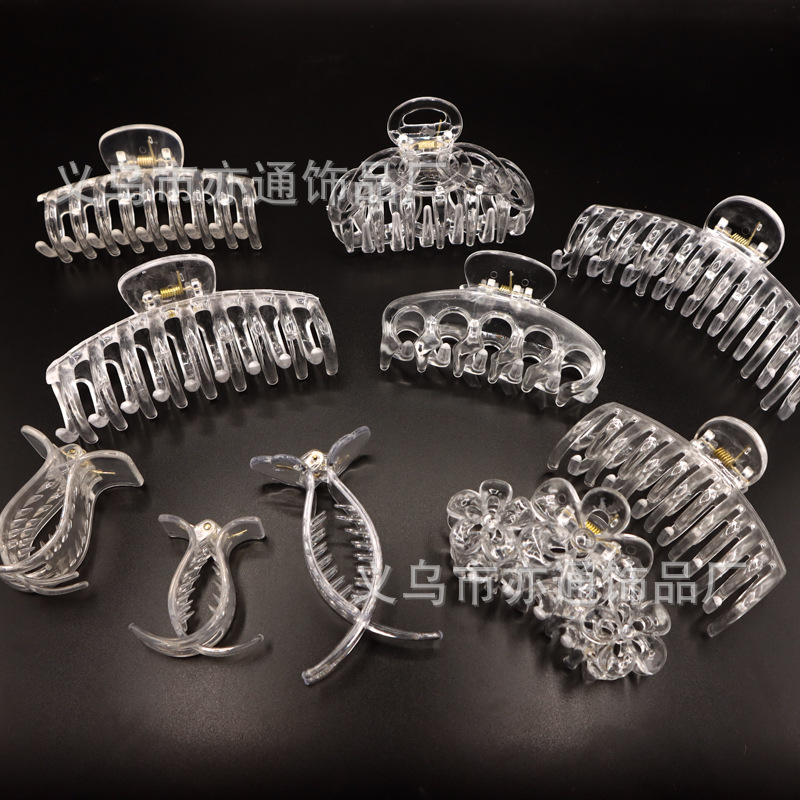 简约女士可爱抓夹后脑勺盘发发抓透明发饰发根百搭配饰发夹批发