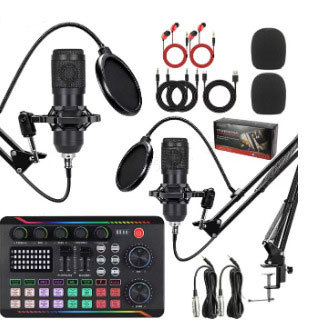 BM800 micrófono de condensador con F998 tarjeta sonido en vivo traje universal TikTok karaoke gadget para el teléfono móvil y el ordenador