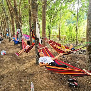 Hammock Outdoor Single and Double Anti-Rollover Thickened Canvas Student Indoor Dormitory Bedroom Swing Adult Sleeping Hanging Chair