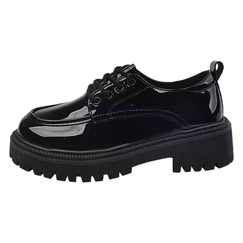 Маленькие кожаные туфли женские одиночные туфли в британском стиле 2025 новый весенний и осенний взрыв толстые туфли Lefu черные женские туфли