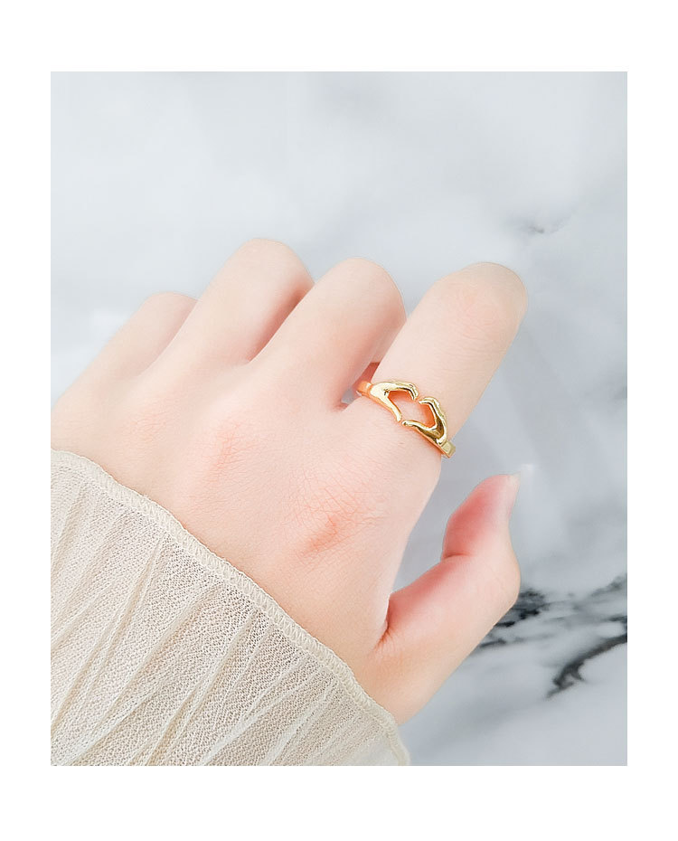 Copper Material Wholesale Simple Style Letter Gesture Heart Shape Copper Plating Open Rings