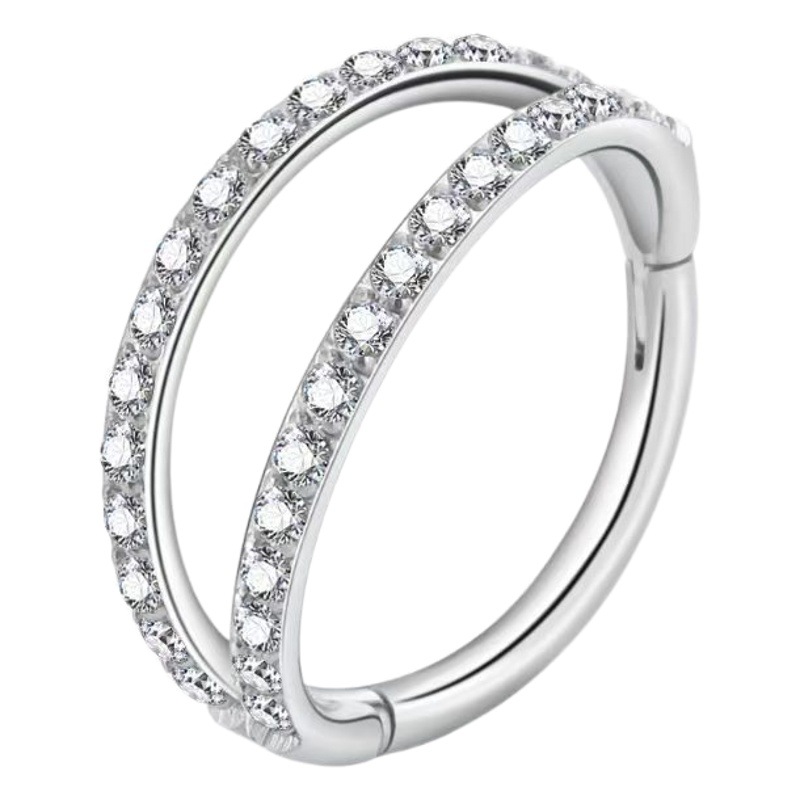 Puncture jewelry double row zircon nose ring ear worm nail ear bone nail Носовое кольцо