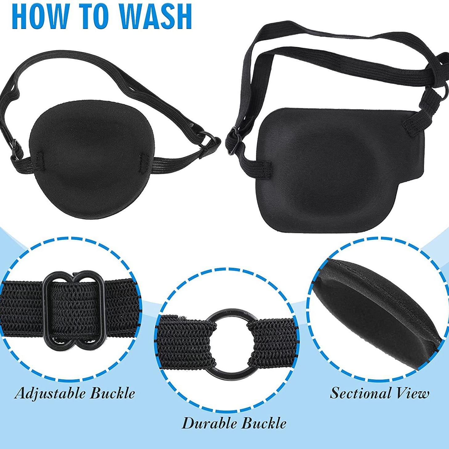 Nueva máscara de ojo 3D ojo izquierdo y derecho cubierta de ojo único ojo máscara de ojo negro tridimensional botón ajustable ambliopía Máscara de ojo de dragón de un ojo