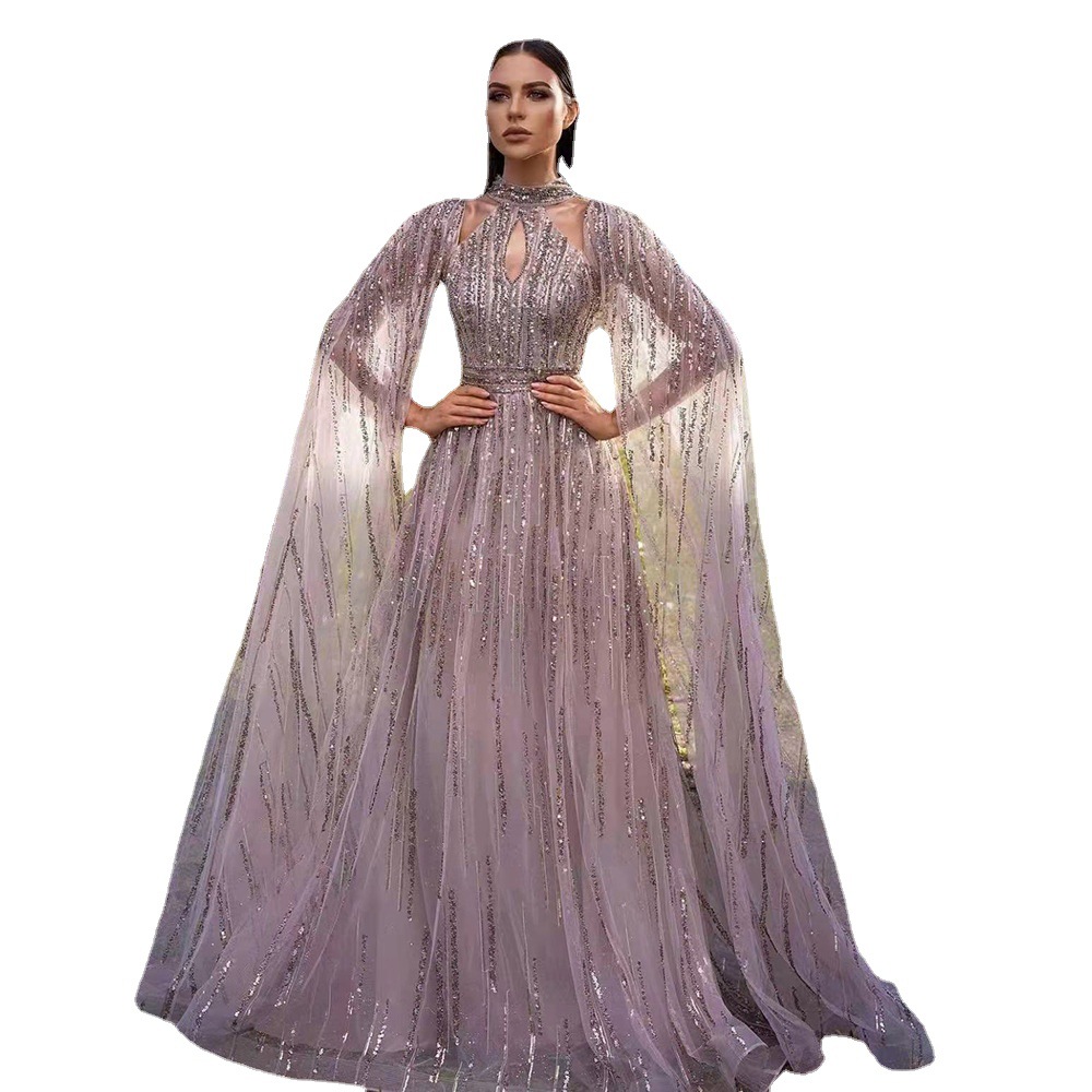 Vestido Largo Elegante de Malla con Lentejuelas y Borlas para Mujer, Estilo Europeo y Americano, Primavera-Verano 2025