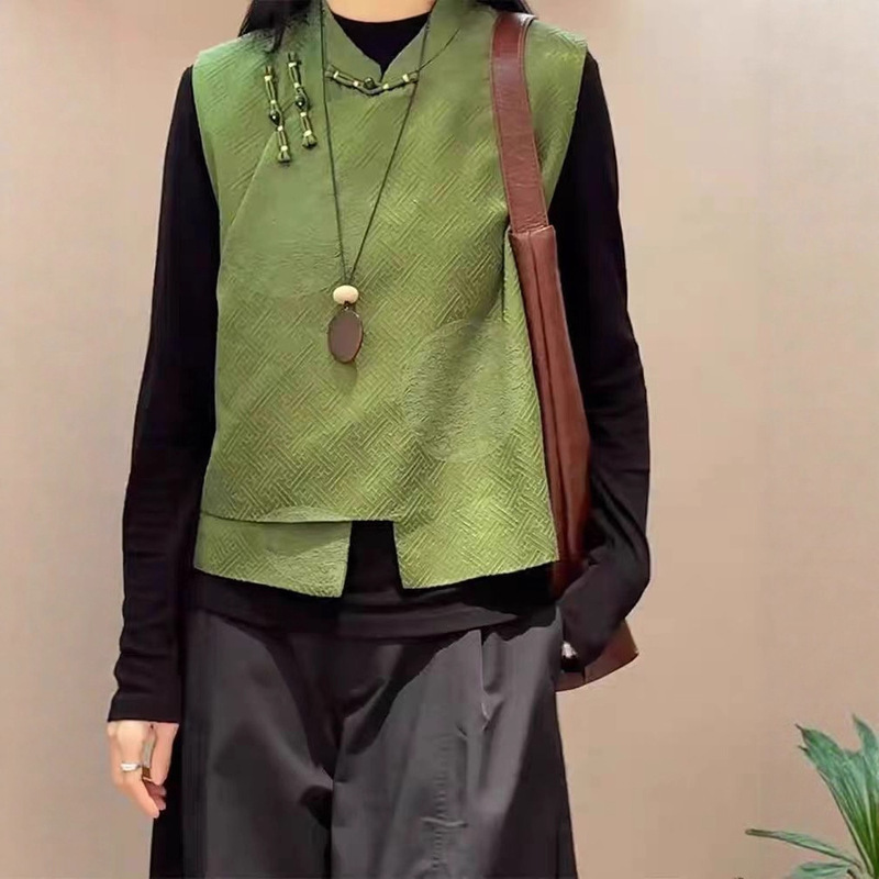 New Chinese-Style Women's Clothing, National Style Tang Suit Jacket, Layered Vest, Song Brocade Jacket, Women's Top, 2025 New Model, Sleeveless Jacket, Vest