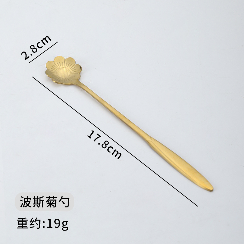 Cuchara de acero inoxidable Oro creativo Rose flor de cerezo cuchara agitación taza postre cuchara de café Nido de pájaro cuchara de miel