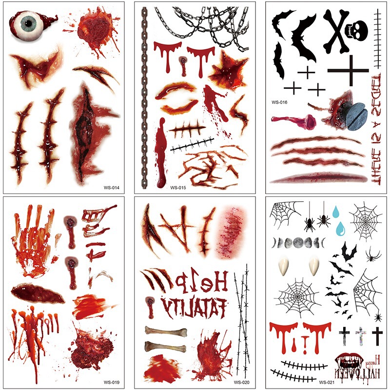 Wholesale in stock Halloween cross-border spider scar funny prank simulation temporary disposable tattoo stickers