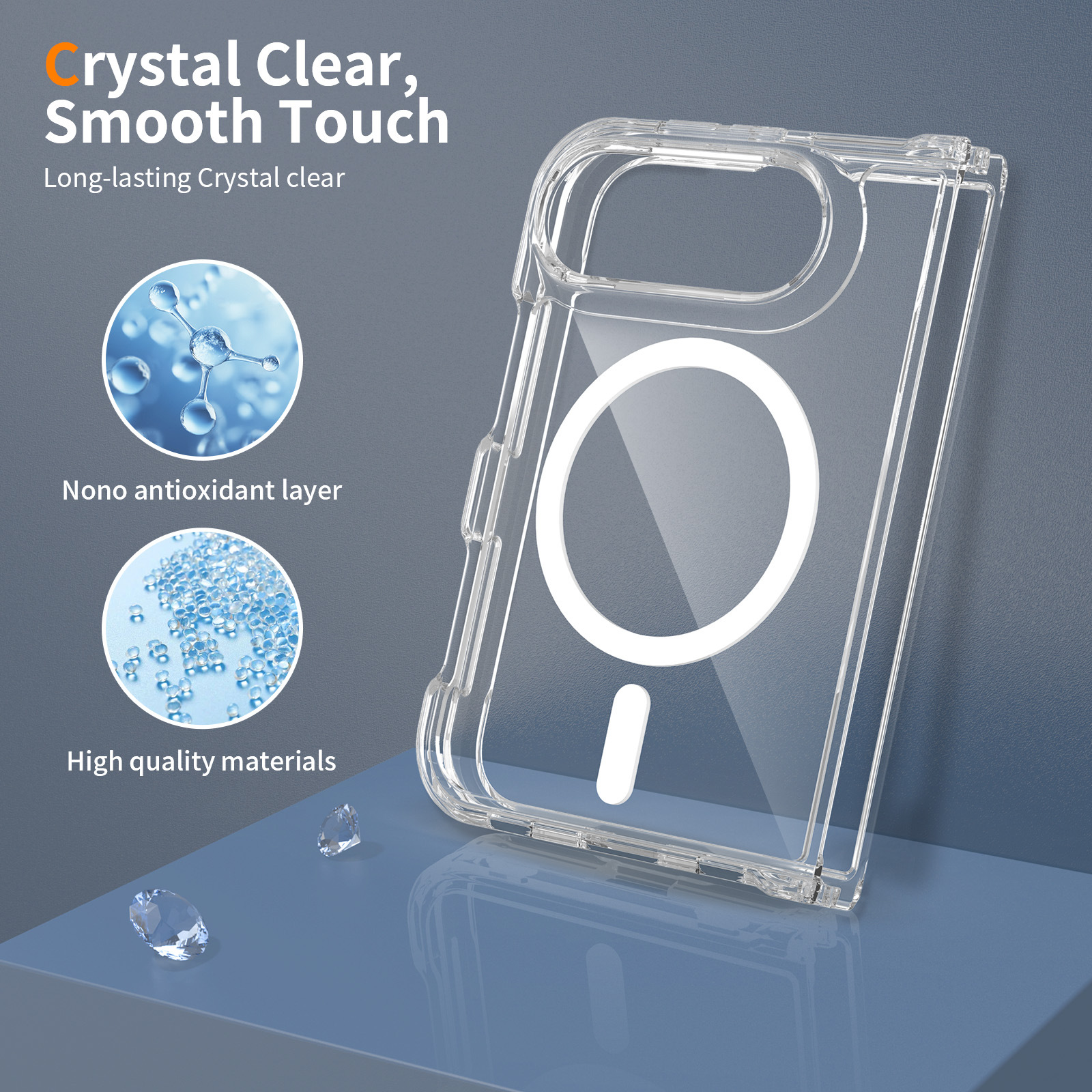 Funda Plegable Dos en Uno iPhone 18 Duo de Acrílico Transparente con Absorción Magnética y Anti-caídas