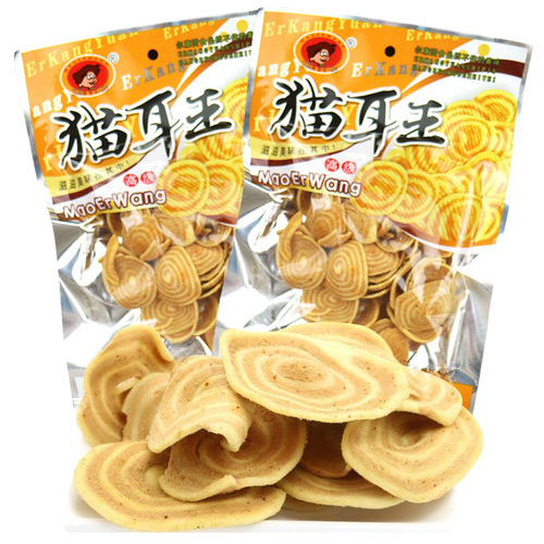 Erkang Garden Cat Ear King Pastries – Crispy, Puffed Snack with Delicate Cat-Ear Shapes, Thin and Crunchy, Packaged in Convenient Bags—A Nostalgic Internet-Famous Treat You’ll Love!