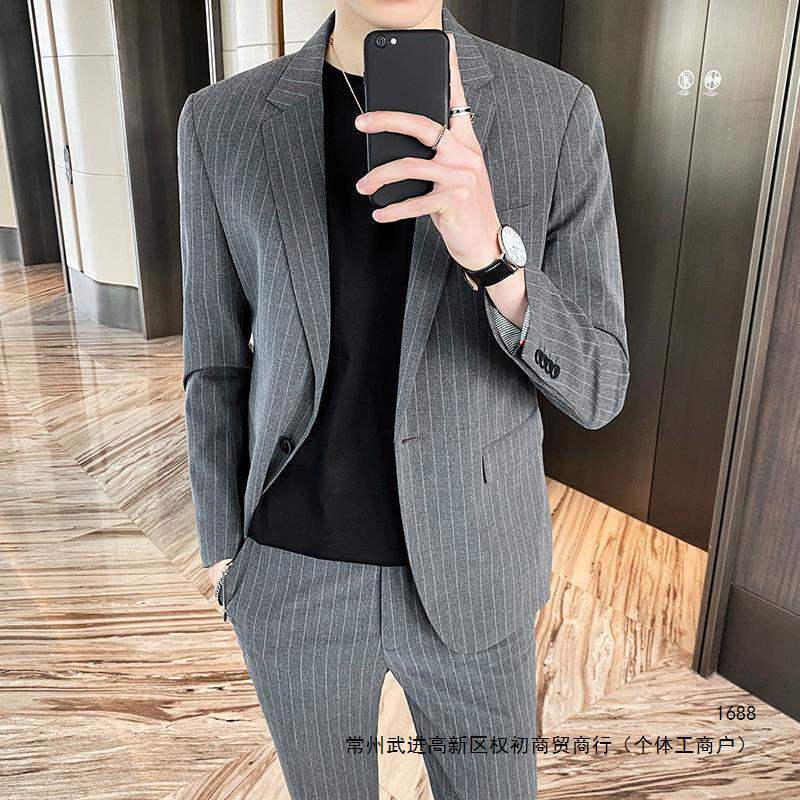 Lightweight Men's Blazer Suit, Autumn Korean Style, Stylish Striped Slim Fit Business Formal Casual Men's Suit Jacket Lightweight Men's Blazer Suit, Autumn Korean Style, Stylish Striped Slim Fit Business Formal Casual Men's Suit Jacket