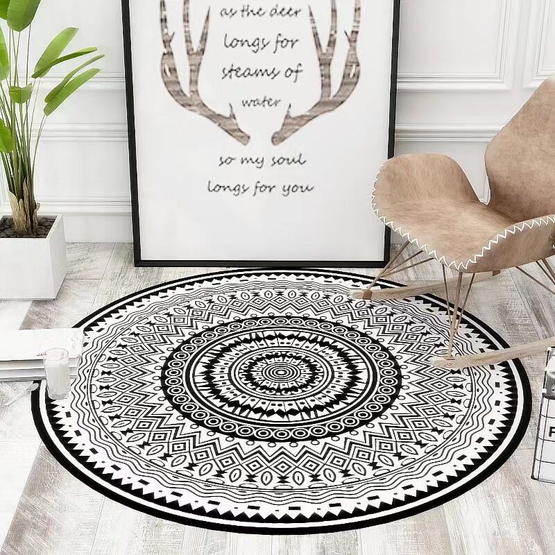 Nórdico abstracto ins estilo sala de estar mesa de café estera dormitorio habitación redonda cristal terciopelo alfombra absorbente antideslizante colgante cesta estera