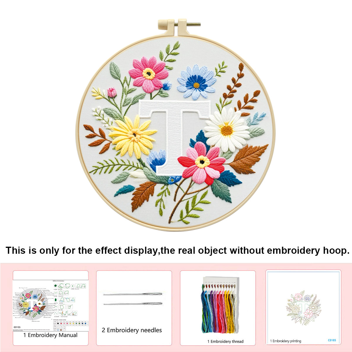 Hecho a mano flores y plantas europeas bordadas paquetes de materialdiy inglés 26 letras simple principiante nivel de bordado al por mayor