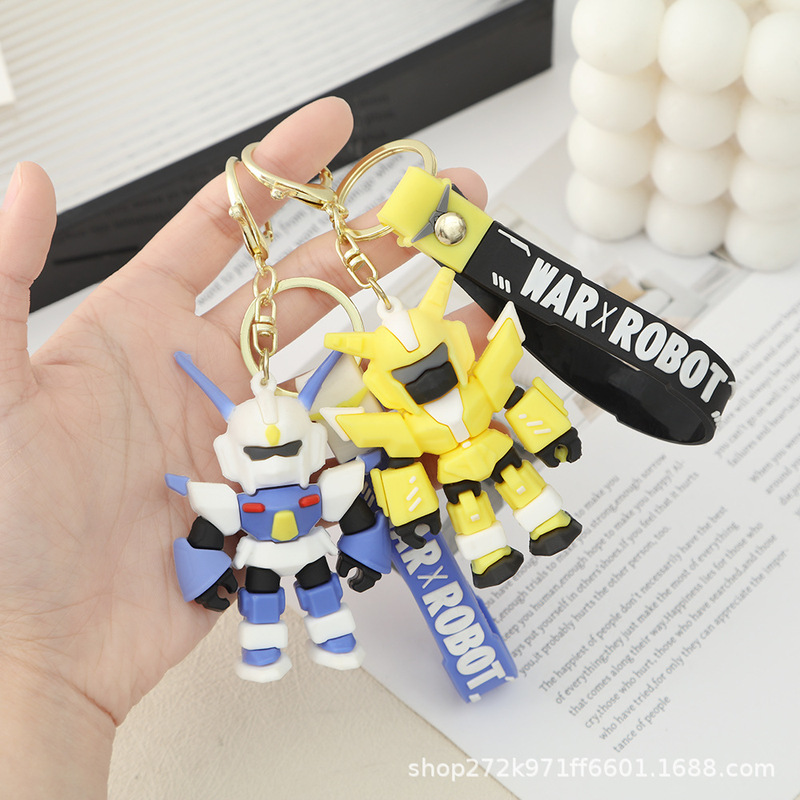 Cartoon Mecha Warrior Keychain Transformers Robot Doll Bag Pendant Student Prize Car Key