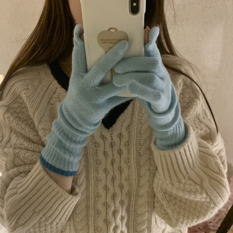 Guantes de punto personalizados multicolores opcionales envío rápido pantalla táctil dedos de fuga guantes personalizados fábrica de origen