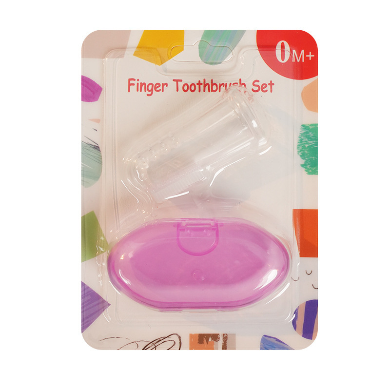 Cepillo de dientes de silicona para bebés Cepillo de dientes de manga de dedo Piel suave Revestimiento de lengua de silicona Limpieza oral Cepillo de dientes de mama en caja Embalaje inglés