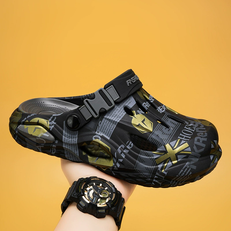 Мужские летние сабо для улицы, сандалии-слипоны на толстой подошве с закрытым носком, повседневные сандалии для вождения, модная мужская обувь.