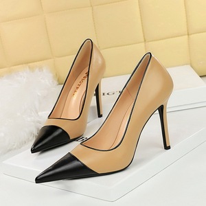 1198-3 Retro European and American Fashion Minimalist Colored Pointed High Heels Women's Shoes Slim Heels Shallow M