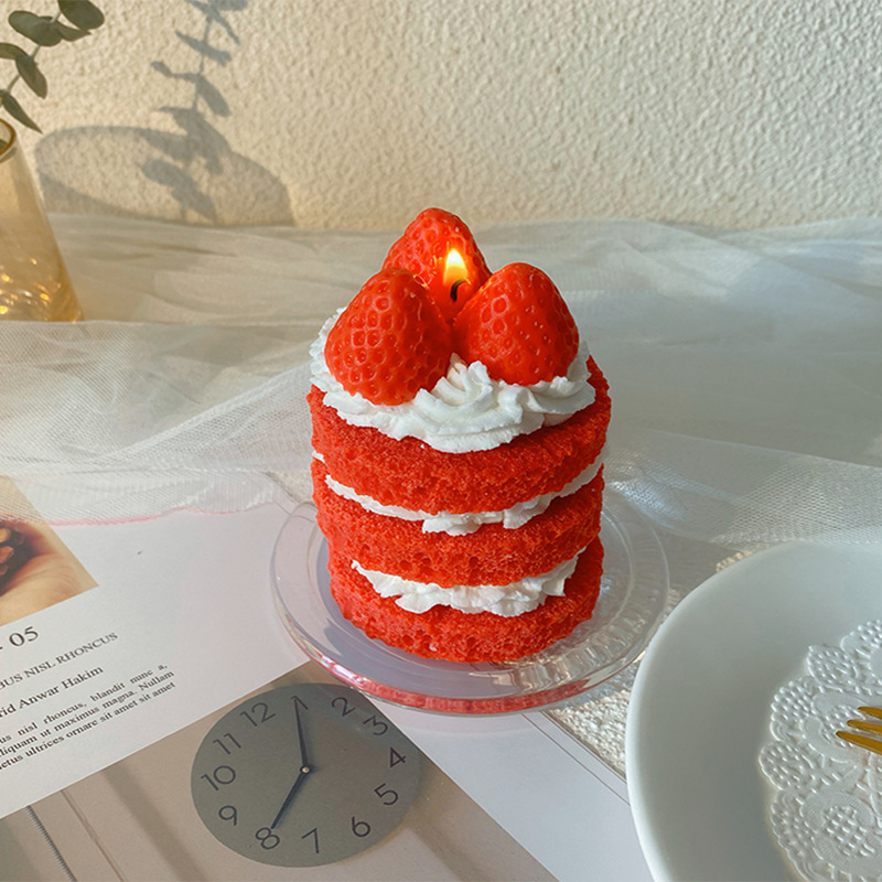 Tres capas de fresa pastel desnudo (6*6*8,9)