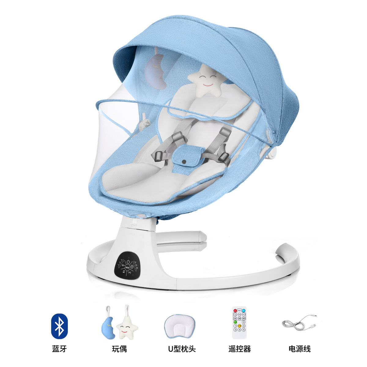 Silla de mecedora para bebés transfronterizos, silla de seda para bebés, artefacto para dormir, cuna eléctrica para niños, silla de relajación multifuncional