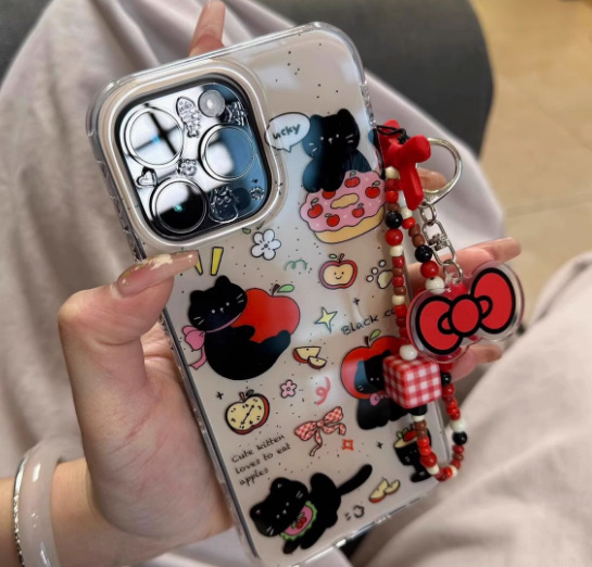 Funny ins lindo pastel gato para iphone16 soporte 15ProMax funda para teléfono 13 Apple 14P hembra