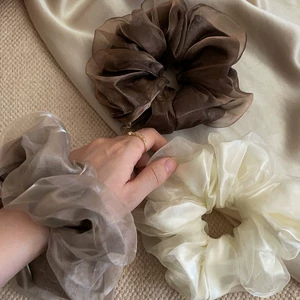 Organza Double Layer Simple Large Intestine Hair Ring Women's High-end 2025 New Style Hair Tie Hair Rope Rubber Tendon Hair Rope Hair Accessories