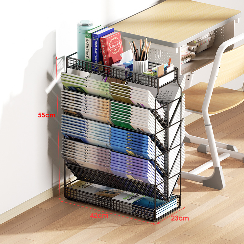 Almacenamiento de libros de escritorio de aula móvil con escritorio de la rueda junto a pequeña mesa estudiante estantería empuje y tirar rack al por mayor