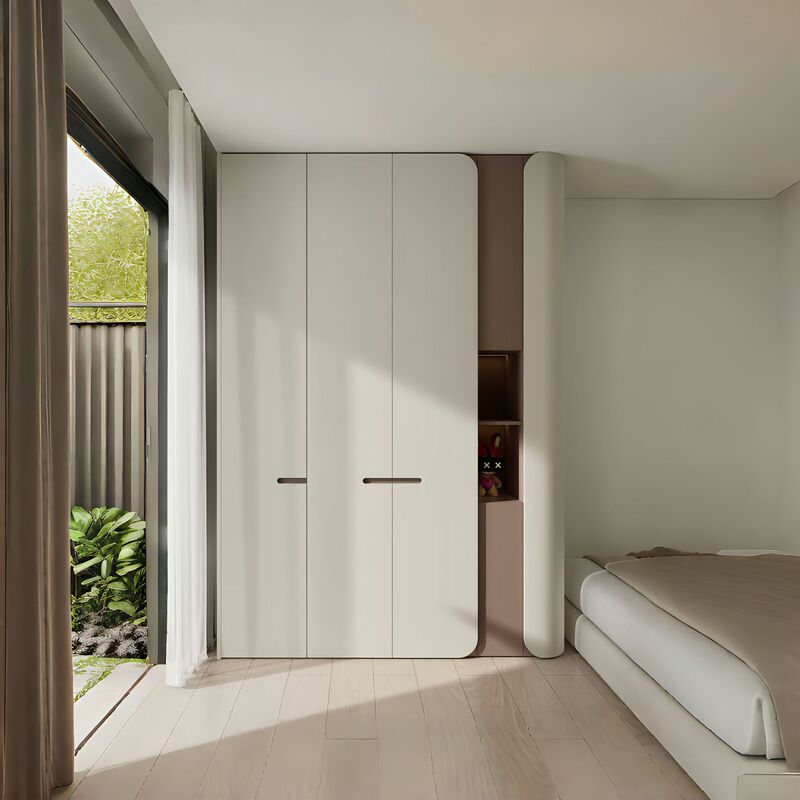 Custom-Made Wardrobe from Wall to Wall, Home Bedroom Solid Wood Cabinet Doors, Modern Open-Style Assembly, Simple Natural Wood Custom-Made Wardrobe from Wall to Wall, Home Bedroom Solid Wood Cabinet Doors, Modern Open-Style Assembly, Simple Natural Wood