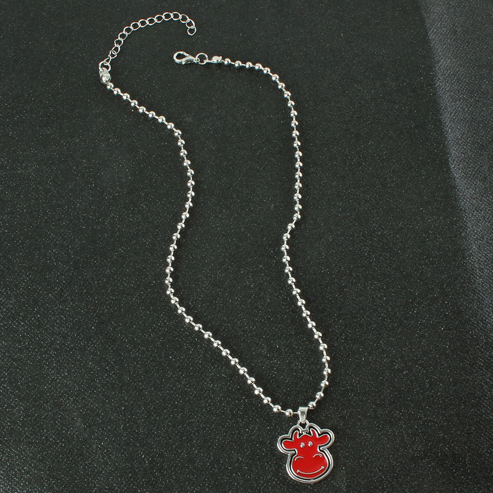 Collier Pendentif Rotatif Simple Tête De Taureau Rouge Mignon De Style Punk display picture 4