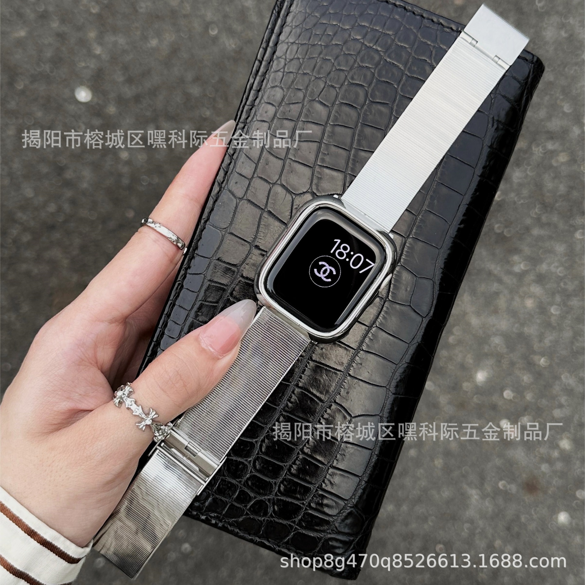 Suitable for Apple Iwatch7/8/9/10 Se Cat Eye Glossy Watch Strap New One-Bead Bamboo Watch Strap