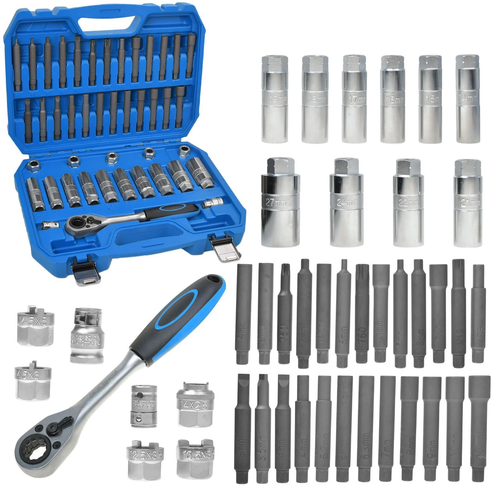 43-Piece Set of Shock Absorber Disassembly Tools, Shock Absorber Tower Top Screw Removal Tool Set