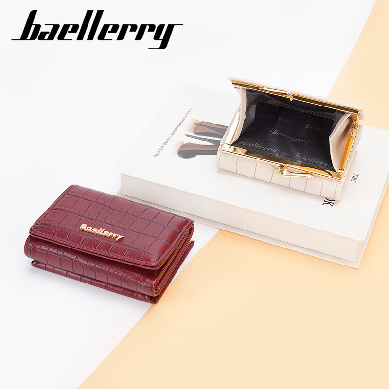 Baeller ry新型レディースショート財布韓国版石紋三つ折り小銭入れ多卡位財布女|undefined