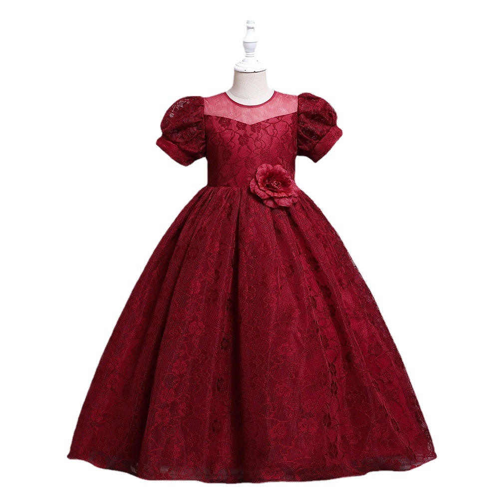 AliExpress niños de alta gama pasarela vestido de noche de las niñas de encaje flor princesa vestido de hilo medio y grande de los niños mullido vestido