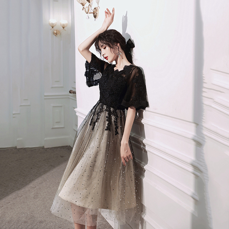 Annual Meeting Evening Dress for Women 2026 New Spring and Winter Style, Elegant Banquet Dress, Tummy-Concealing, Black, Slimming, Can Be Worn Casually, Suitable for Hostess