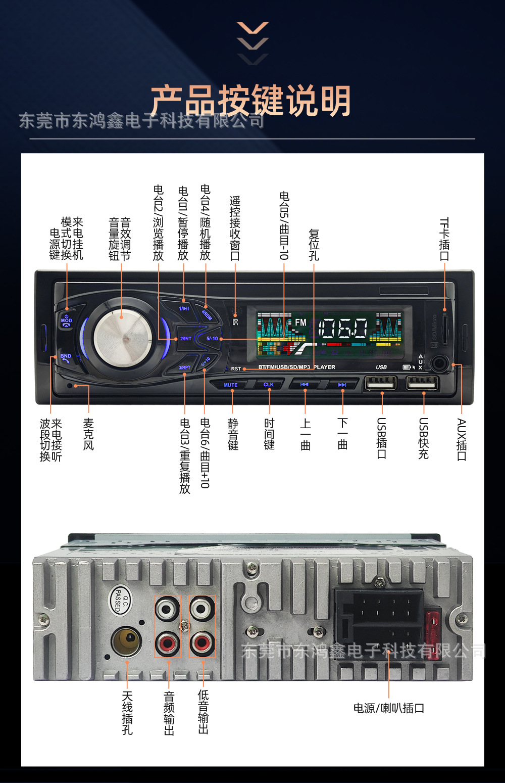 Cross-Border Exclusive Supply of Car-Mounted Mp3 Bluetooth Player, Hands-Free Phone Calls, Tf Card, USB Flash Drive, Radio, 3015 High Power