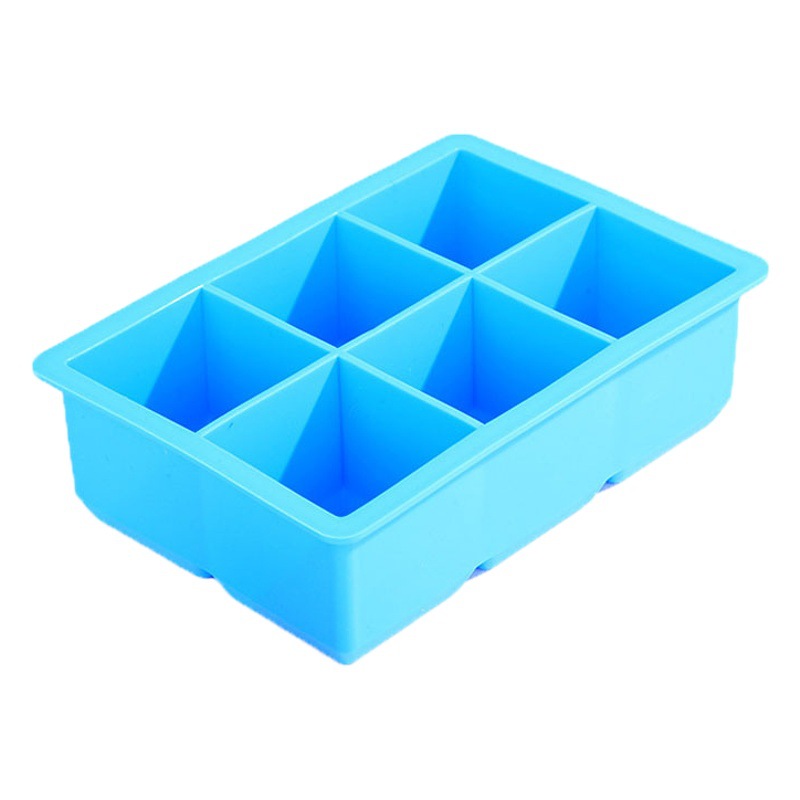 Fábrica al por mayor de silicona de seis compartimientos con tapa caja de hielo grande whisky casero cubitos de hielo molde de almacenamiento de hielo de grado alimenticio