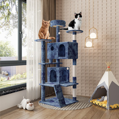 豪華なフリース猫用クライミングフレーム、猫用おもちゃ、省スペース一体型ハウス、猫用ジャンプ台、暖かい猫ハウス