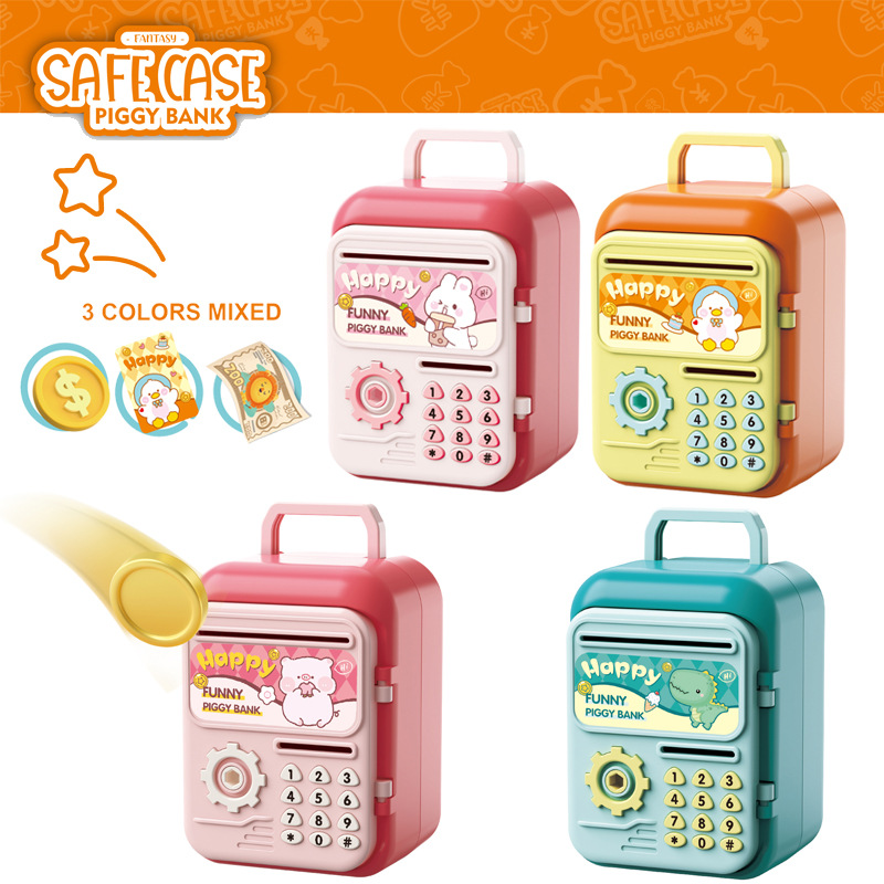 跨境新品保险柜储蓄罐儿童密码箱存钱罐ATM机自动卡通存款机玩具