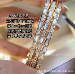 蛇骨手镯纯银度18k玫瑰金高版本蛇形贝母气质手环轻奢送女友礼物