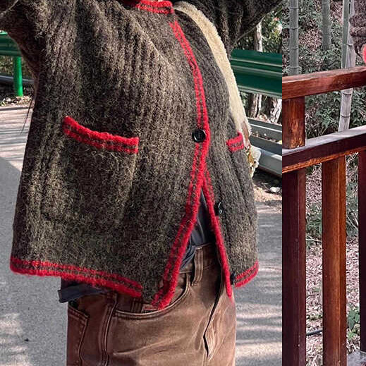 24 Dongpuyuan Zhang Jingyi, la misma camisa de punto, otoño de 2024 nuevo borde francés image 5