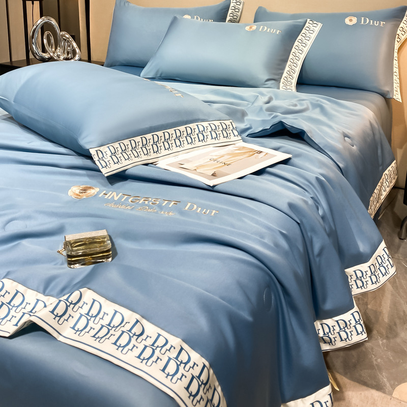 Summer Washed Silk Soybean Fiber Summer Quilt Four-piece Machine Washable Ice Silk Air-conditioning Quilt Summer Cool Quilt Thin Quilt