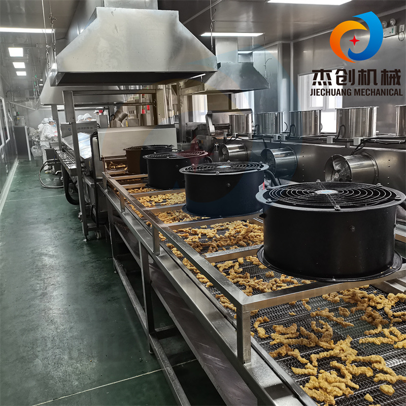 小酥肉预炸油炸机 自动控温小酥肉定型设备 四川工艺小酥肉油炸线