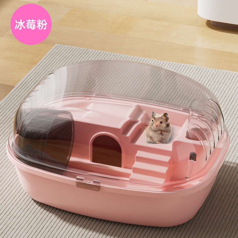 Jaula de hámster más de lujo acrílico transparente villa casa jaula de hámster caja de alimentación con rueda de correr al por mayor image 9