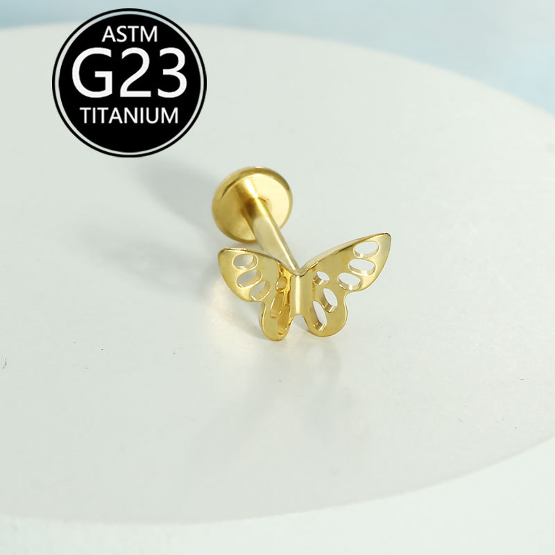 G23 Titanium Butterfly Lip Studs - Labret Nose Ear Cartilage Piercing Jewelry Wholesale New Model detail image 7