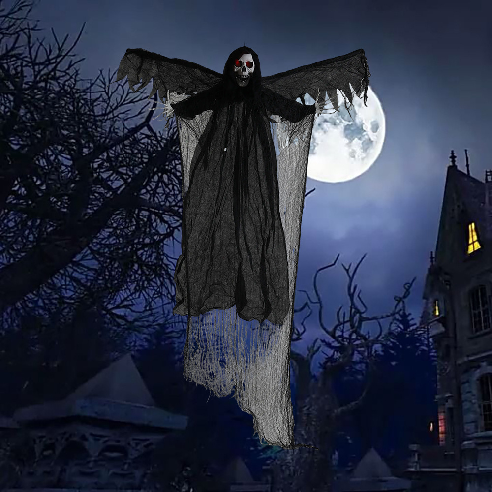 Halloween Hanging Ghost Flying Ghost Control por voz Alas luminosas Jitter Bar Casa embrujada Habitación secreta Accesorios de decoración a gran escala