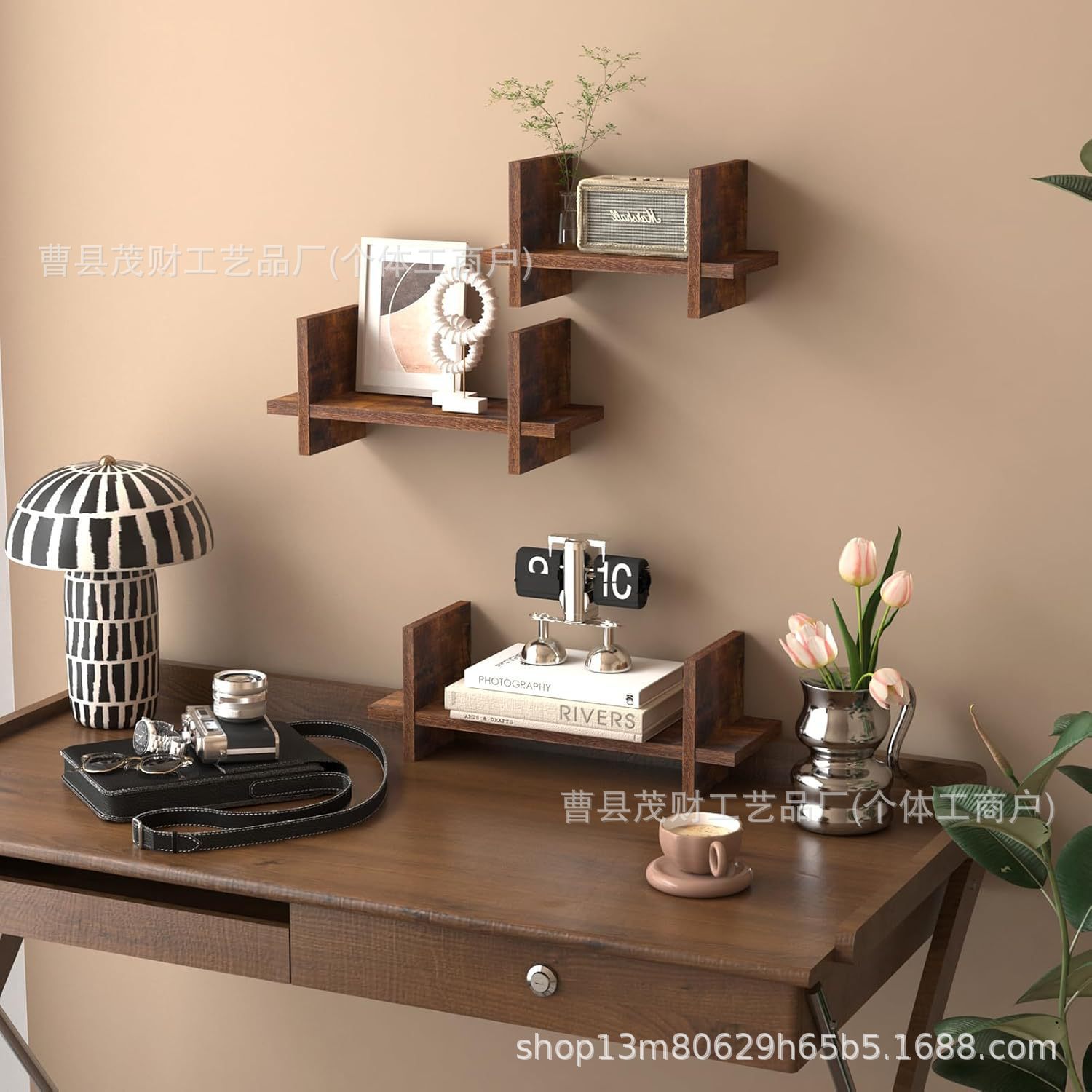 Wooden Wall-mounted Storage Rack For Living Room Entrance, Storage And...