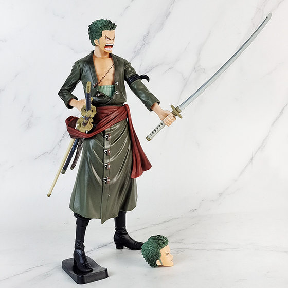 Anime One Piece Double-headed Carving Solon Sword-drawing Battle Shanzhi Dessert Hand-made Model Doll Decoration Large Group Stand-up