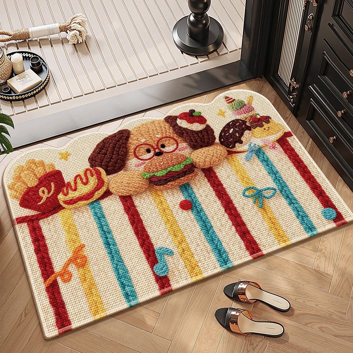 Alfombra de piso de baño de dopamina lana imitación tejida alfombra de pies de puerta de baño alfombra antideslizante alfombra gruesa